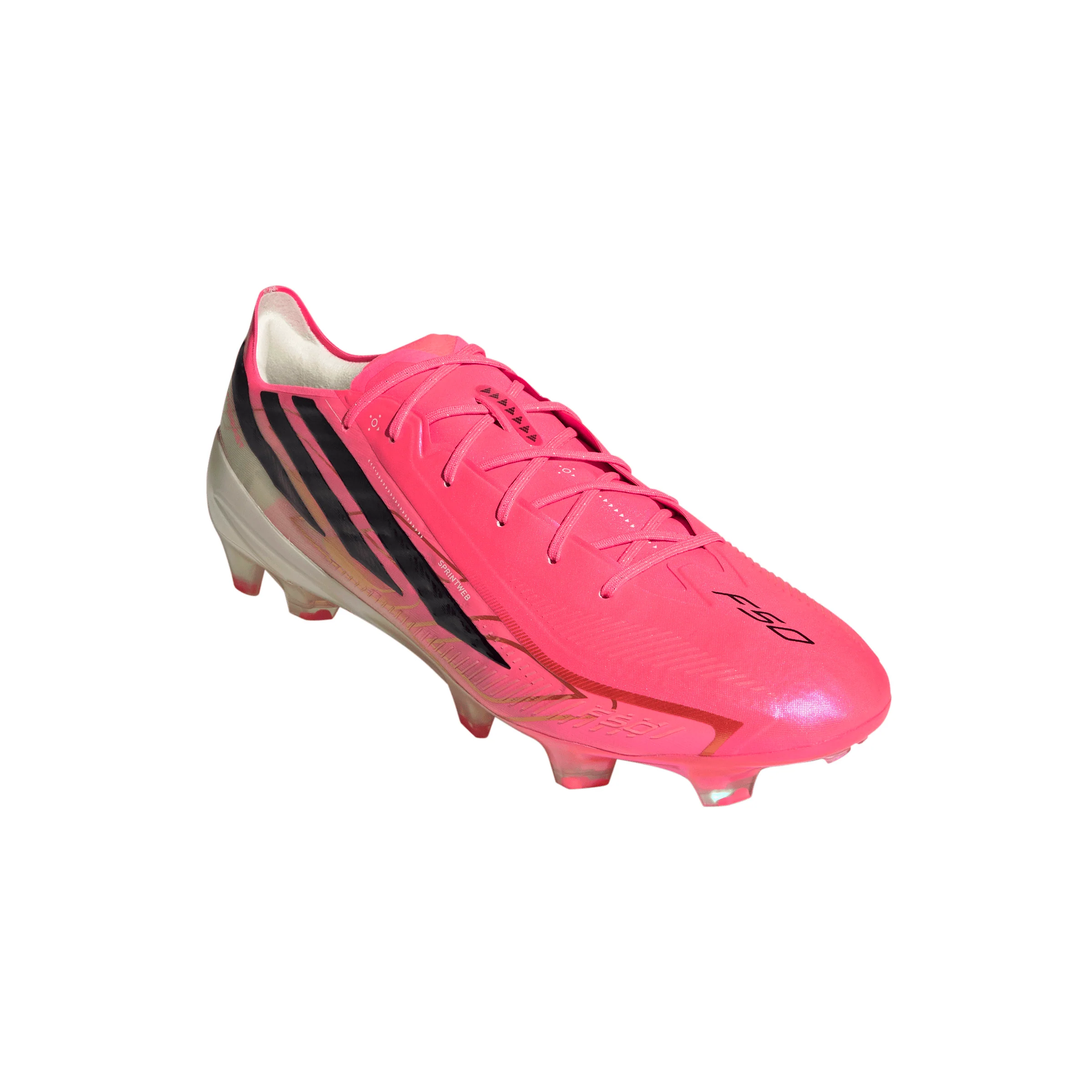 adidas F50 Hyperfast Elite FG Firm Ground Soccer Cleats- Solar Turbo / Core Black / Gold Metallic - Image 3