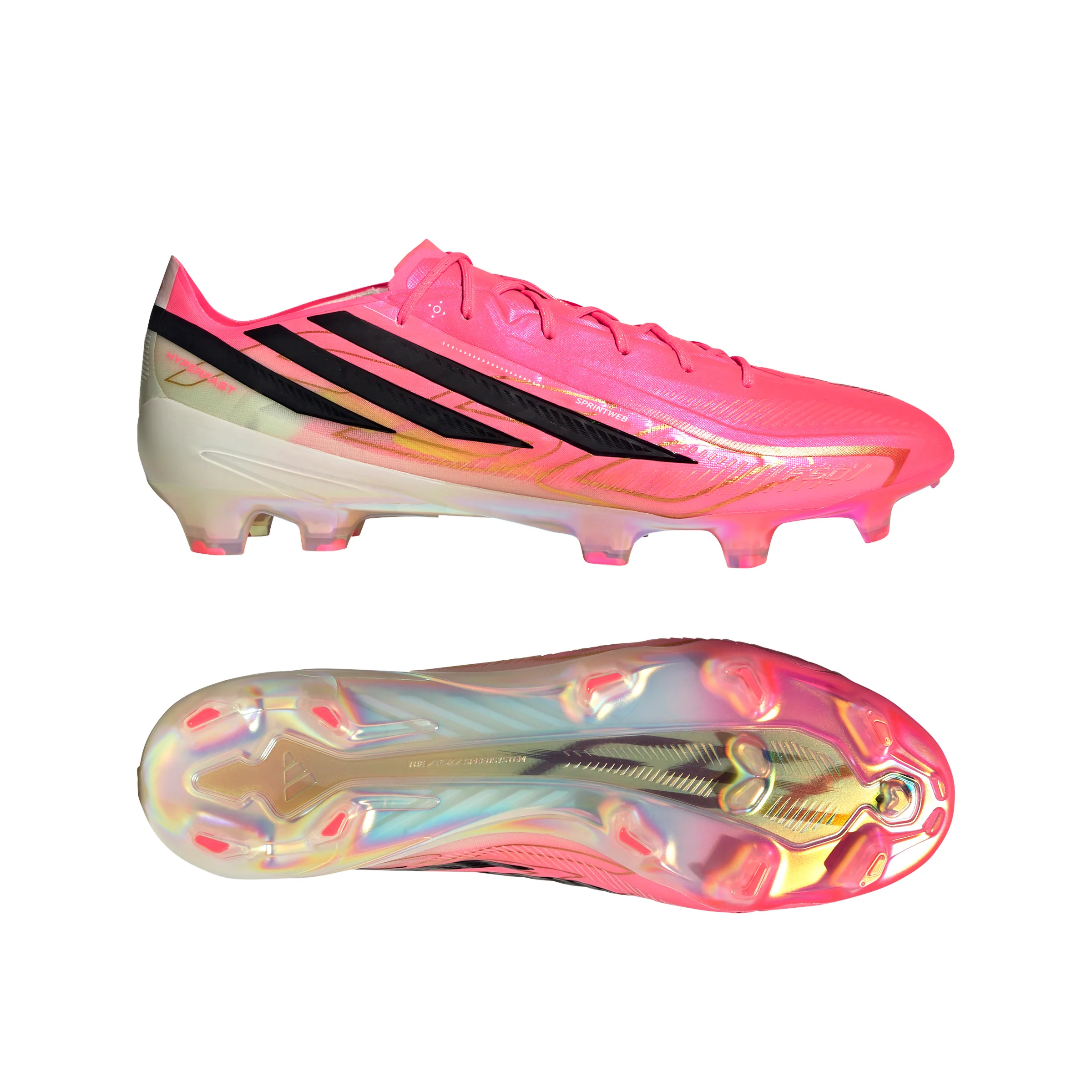 adidas F50 Hyperfast Elite FG Firm Ground Soccer Cleats- Solar Turbo / Core Black / Gold Metallic - Image 6