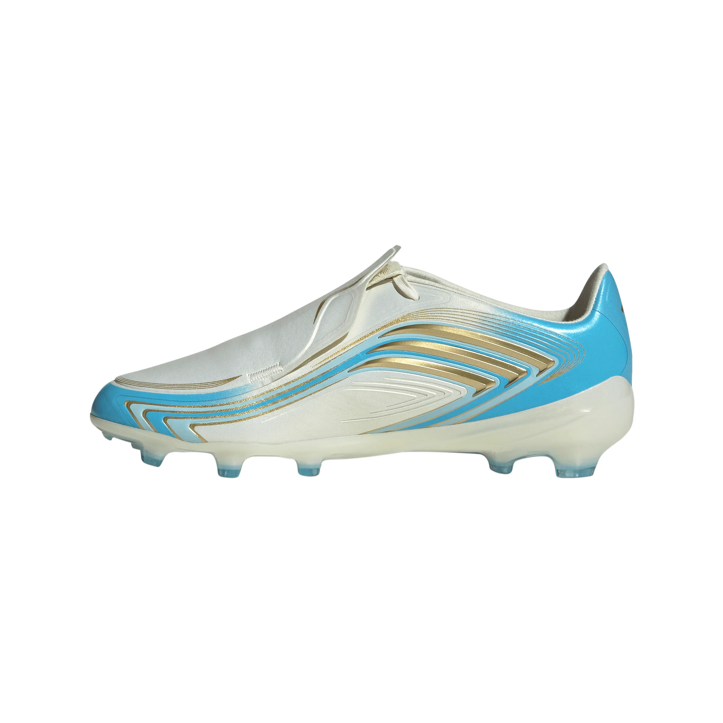 adidas F50 Elite Messi Junior FG Firm Ground Soccer Cleats- Ivory / Semi Blue Burst / Icey Blue - Image 2