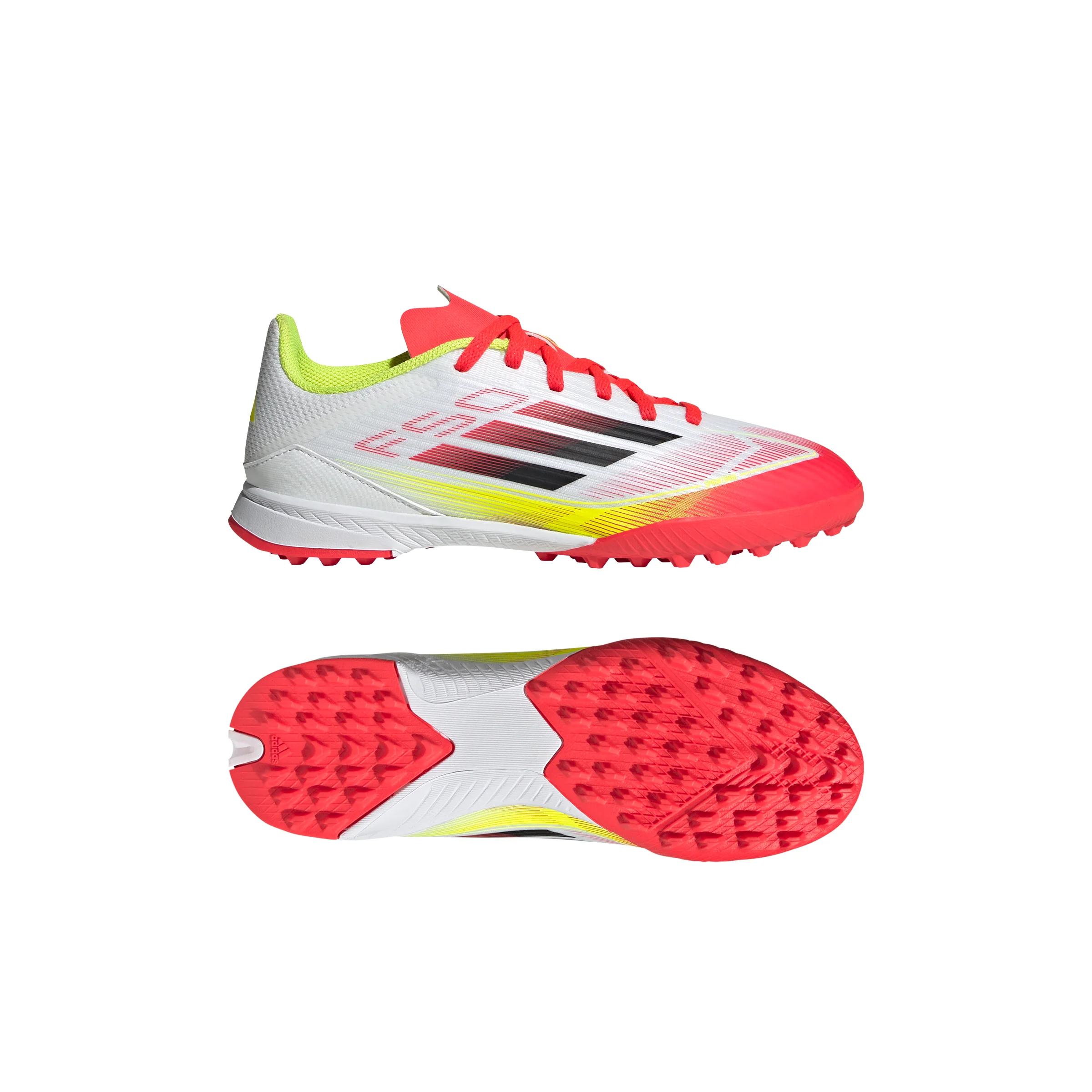 adidas F50 League Junior TF- Cloud White/Core Black/Solar Yellow - Image 6