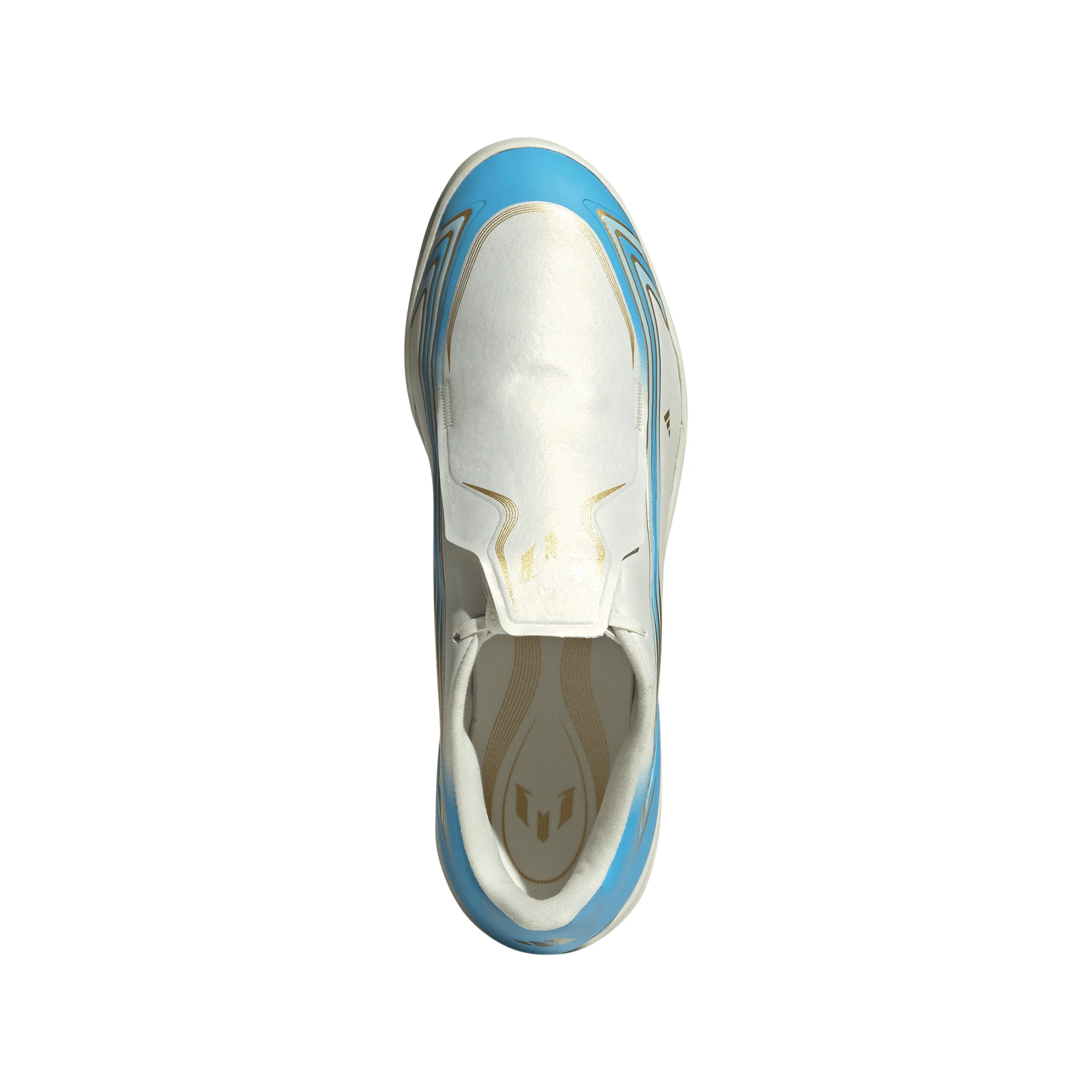 adidas F50 League Messi TF Turf Soccer Cleats- Ivory / Semi Blue Burst / Icey Blue - Image 3