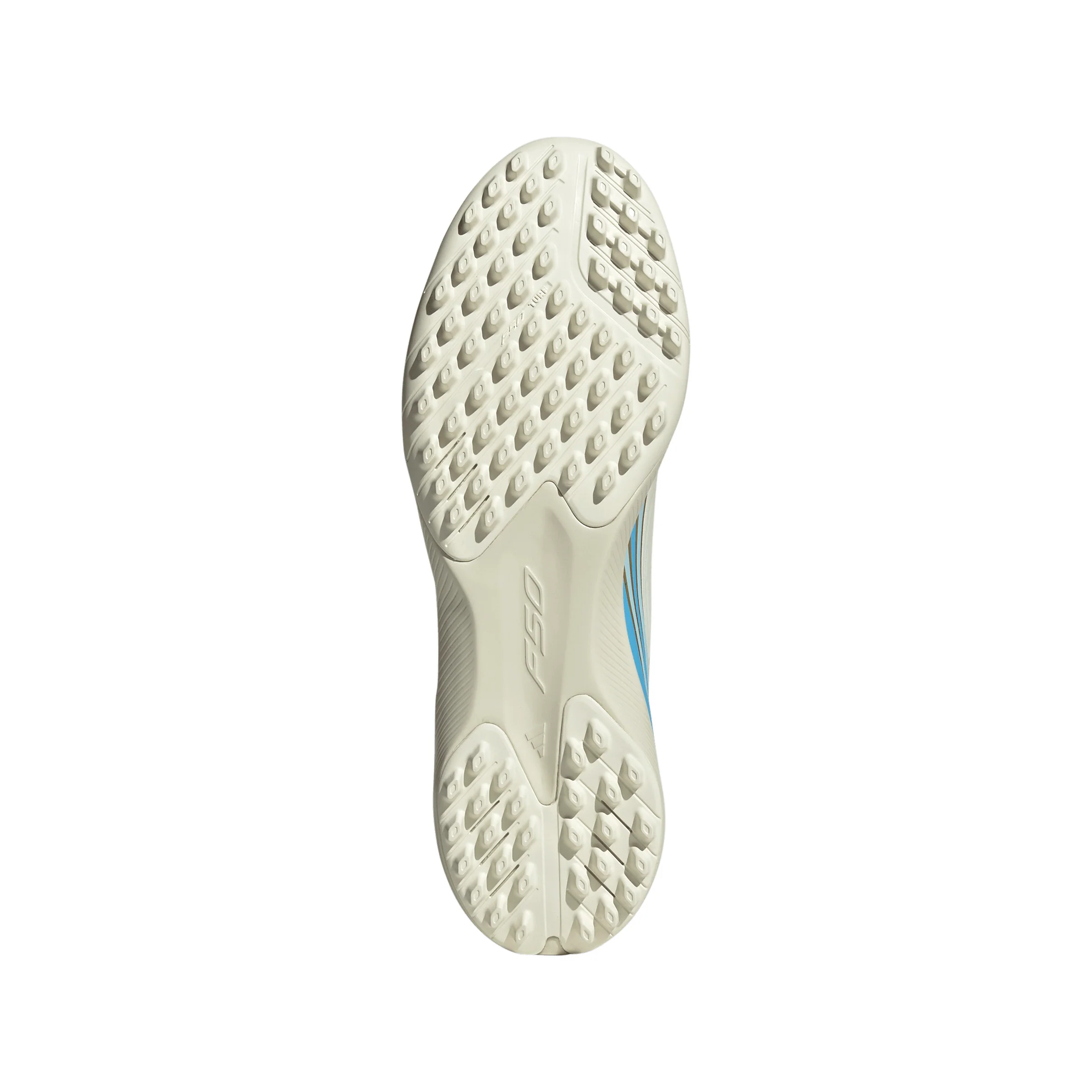 adidas F50 League Messi TF Turf Soccer Cleats- Ivory / Semi Blue Burst / Icey Blue - Image 5