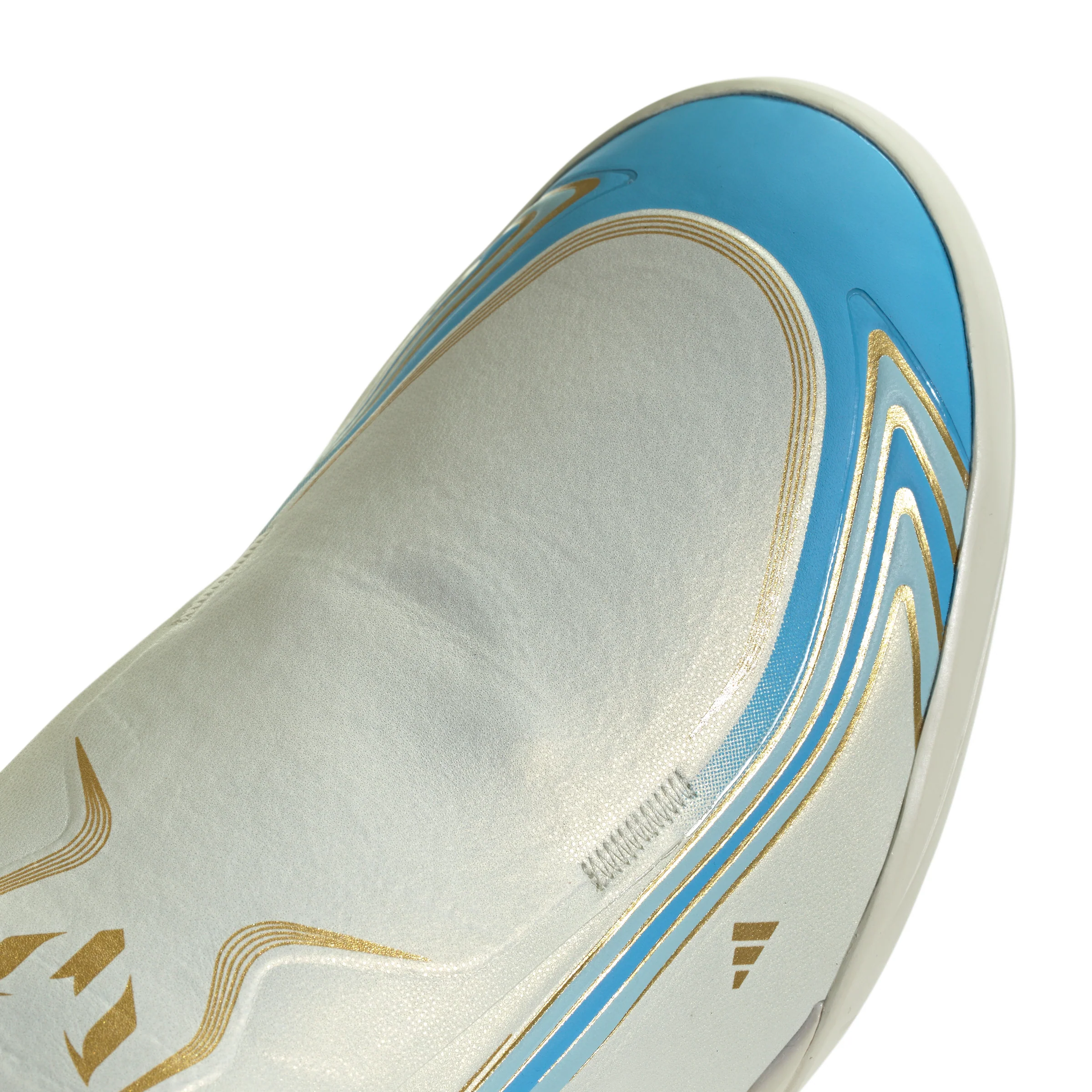 adidas F50 League Messi TF Turf Soccer Cleats- Ivory / Semi Blue Burst / Icey Blue - Image 6