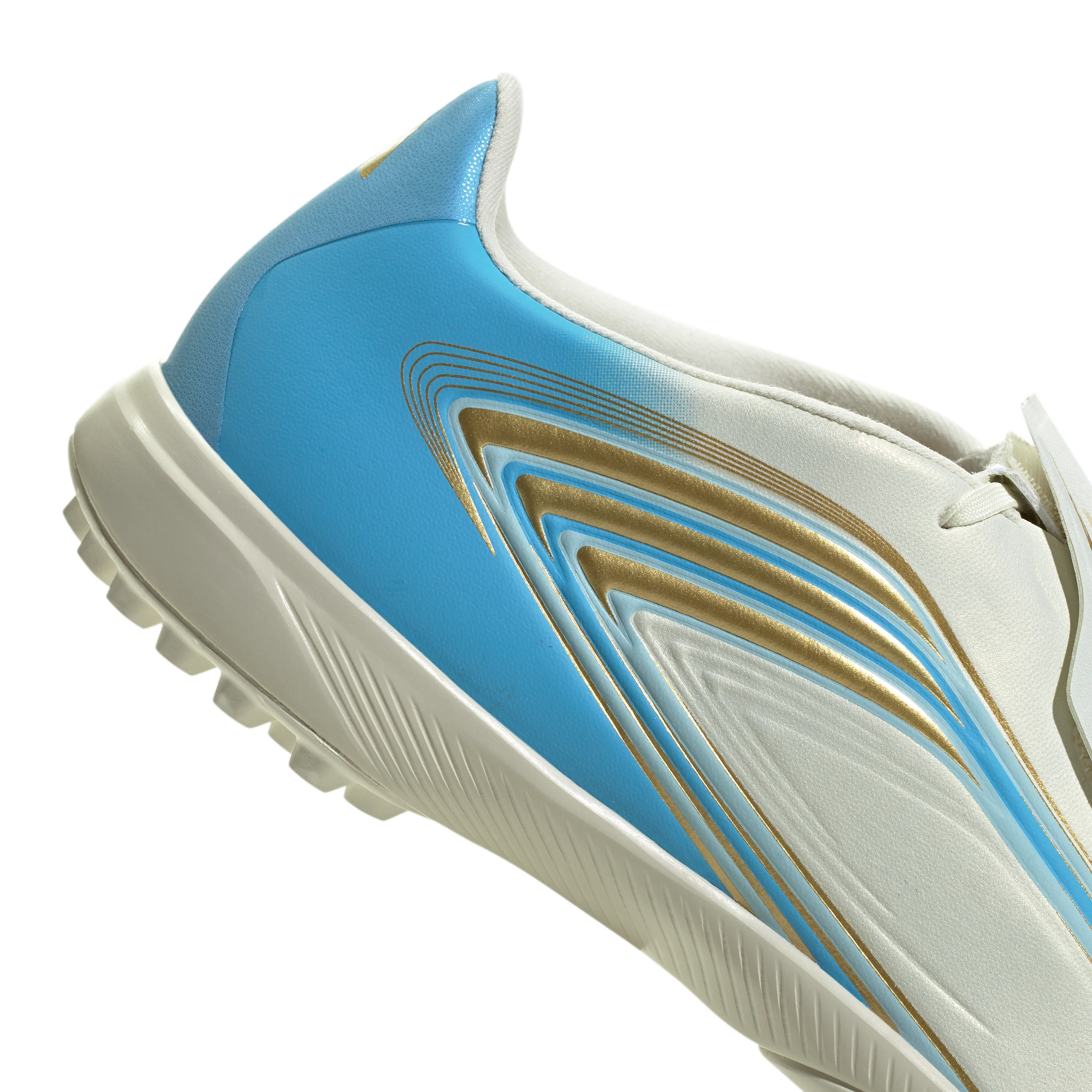 adidas F50 League Messi TF Turf Soccer Cleats- Ivory / Semi Blue Burst / Icey Blue - Image 7