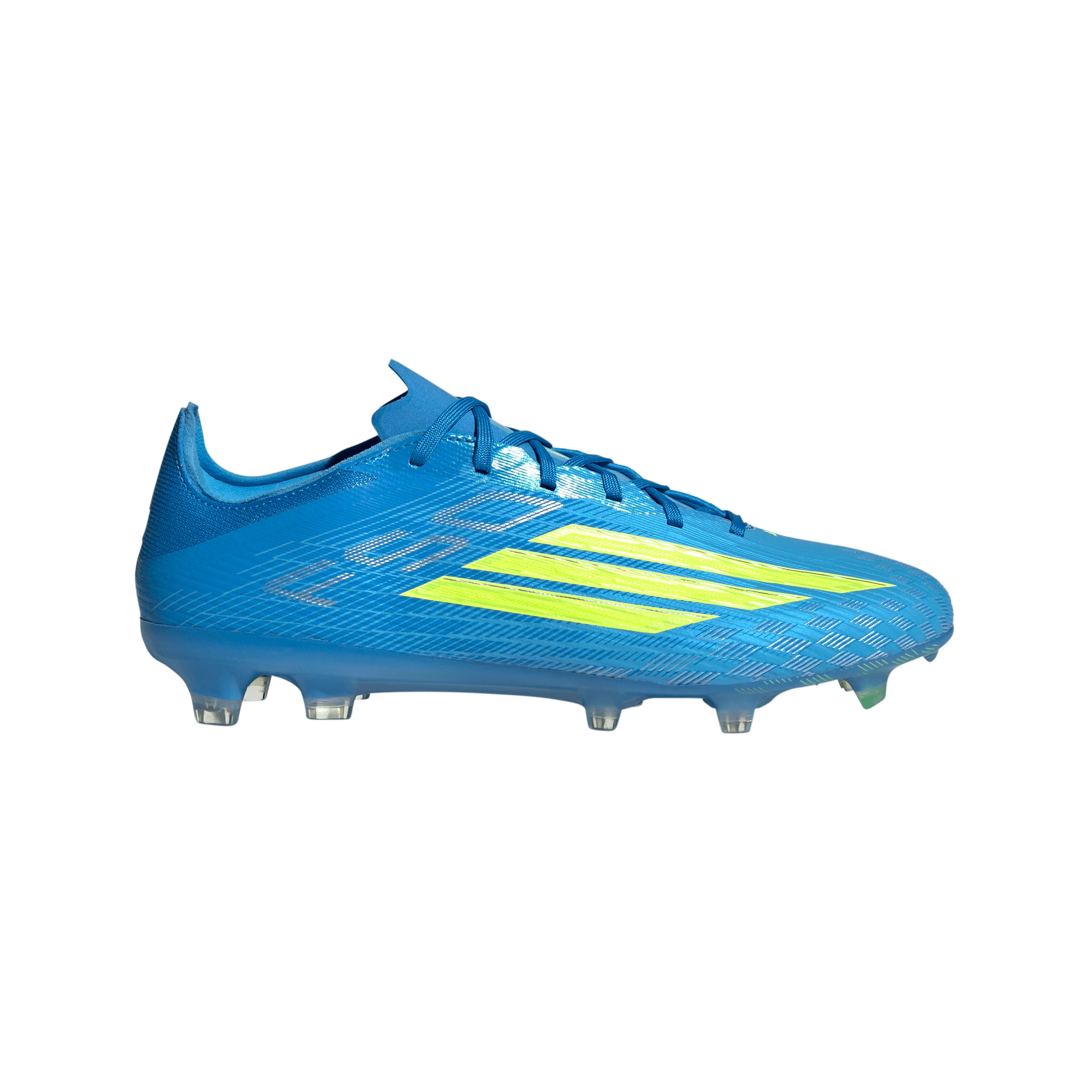 adidas F50 Pro FG Firm Ground Soccer Cleats- Lucid Ray Blue / Team Solar Yellow 2 / Lucid Aquamarine
