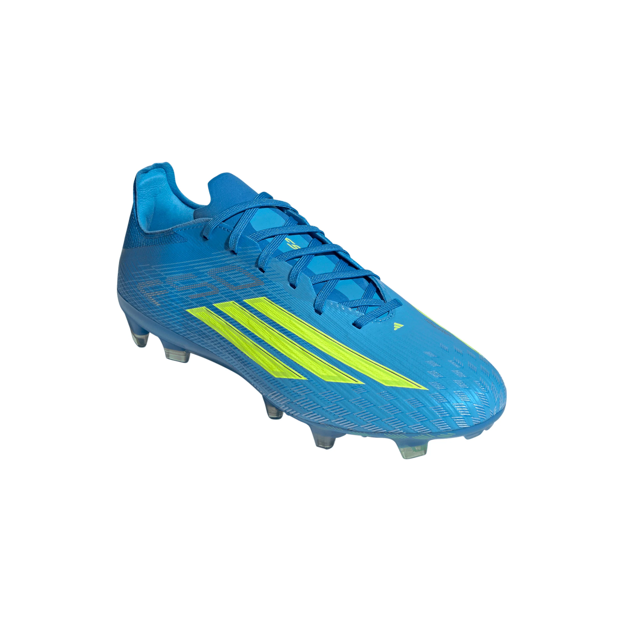 adidas F50 Pro FG Firm Ground Soccer Cleats- Lucid Ray Blue / Team Solar Yellow 2 / Lucid Aquamarine - Image 5