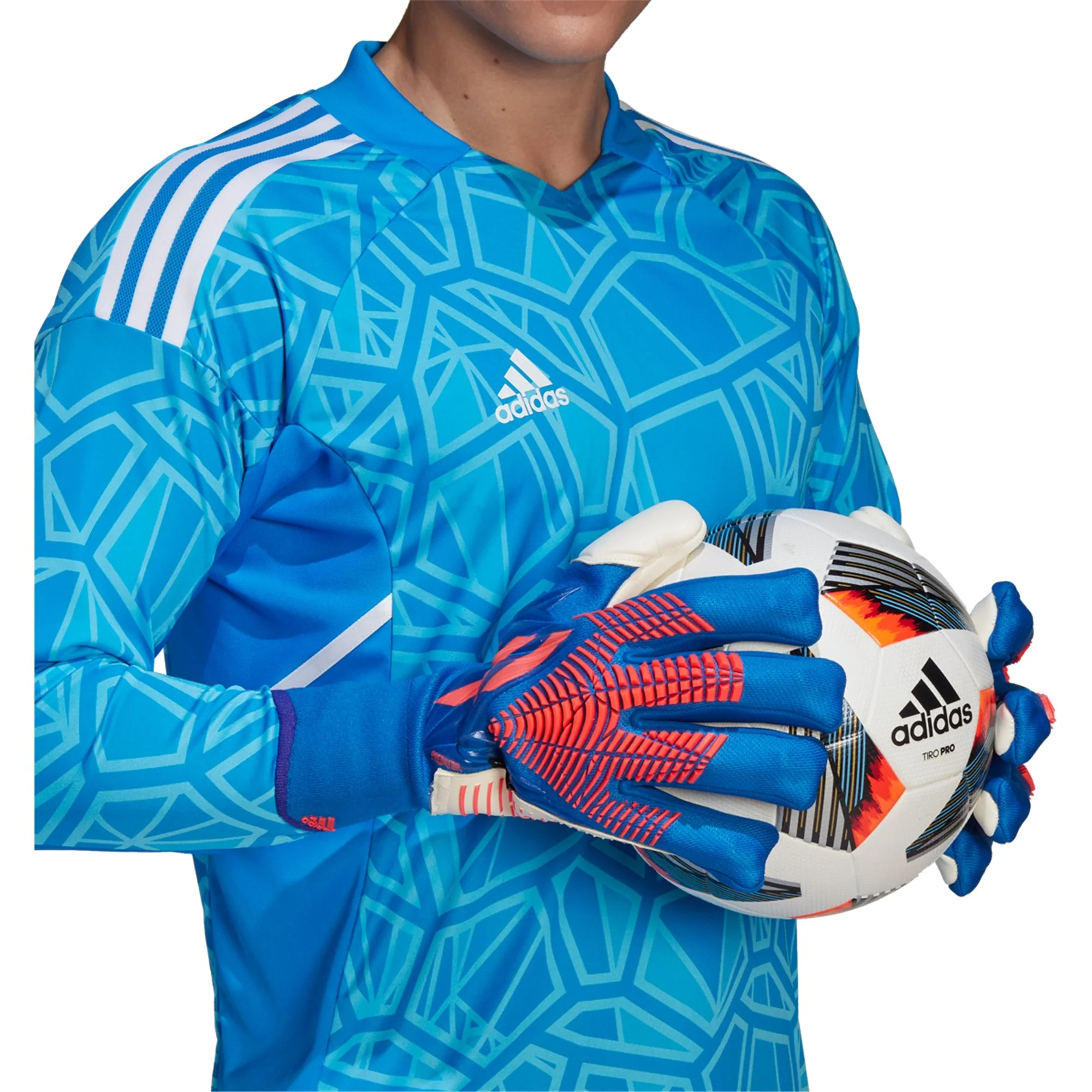 adidas Predator GL Pro Fingersave Goalkeeper Gloves - Blue/White/Red - Image 5