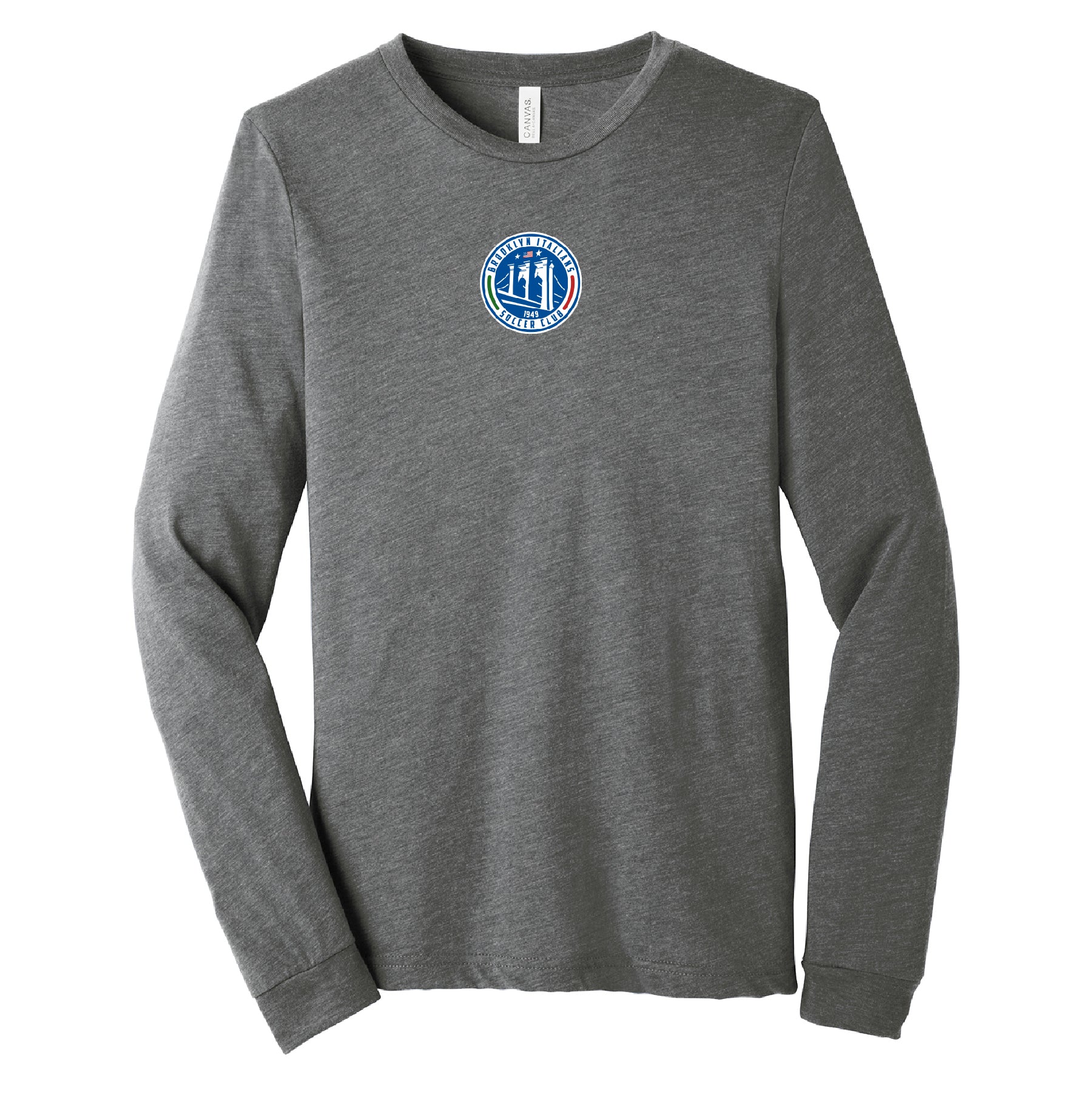 Brooklyn Italians Crest Long Sleeve Triblend T-Shirt in Grey - Youth/Adult