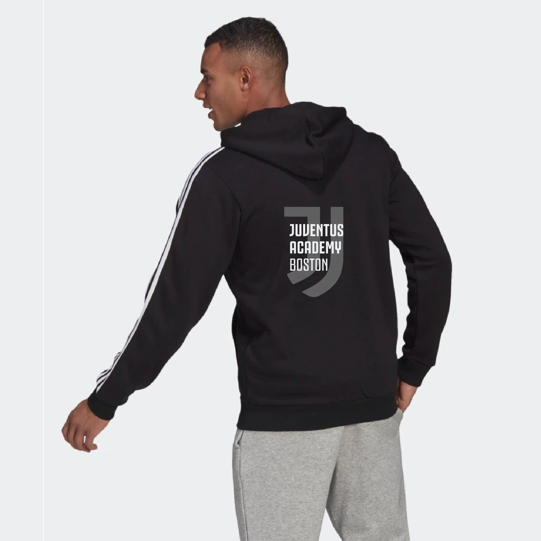 JAB Greater Boston Boys - Adidas Three Stripe Fleece Hoodie - Black - Image 2