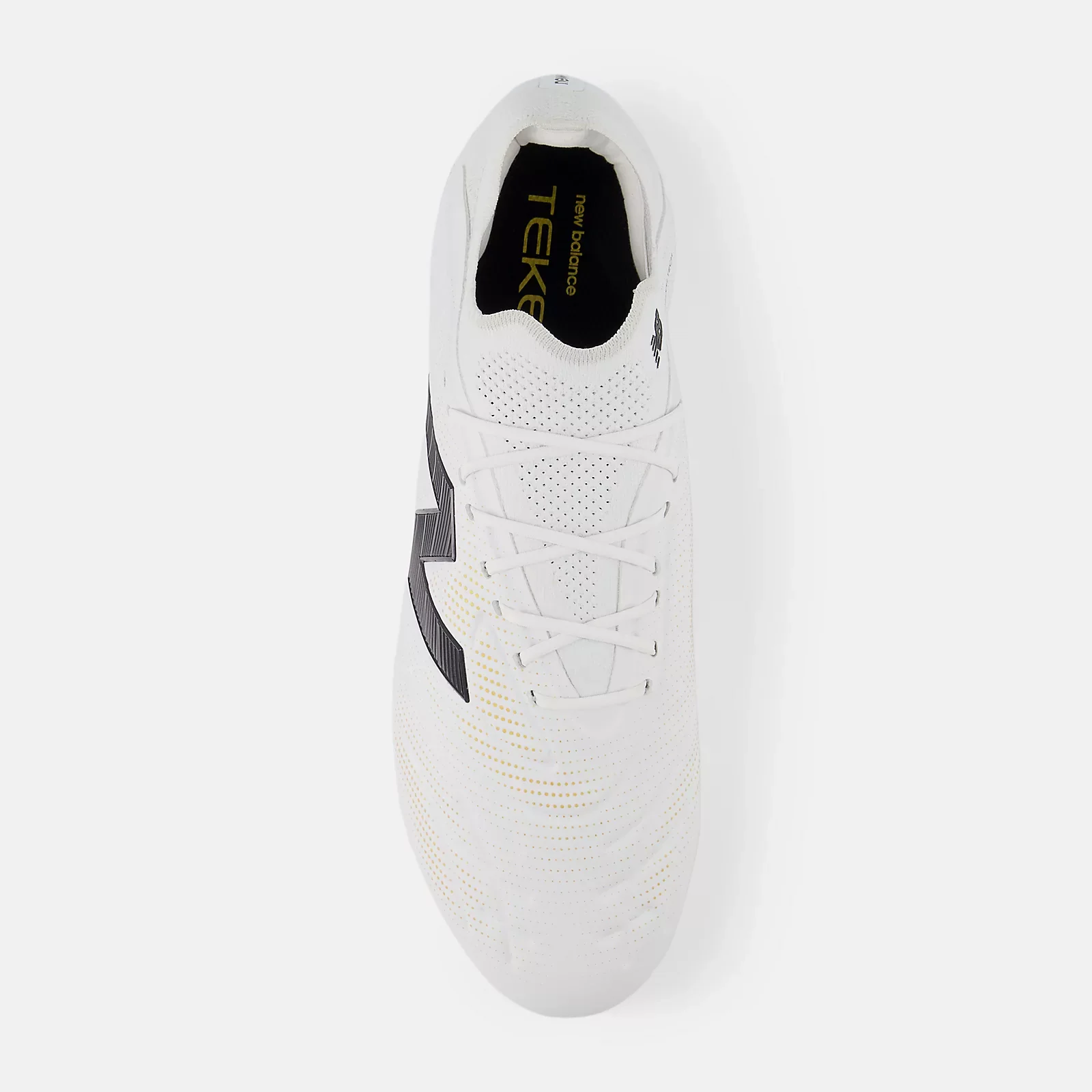 New Balance Tekela Elite Low Laced FG Firm Ground Soccer Cleats V5-White/Black/Gold - Image 3