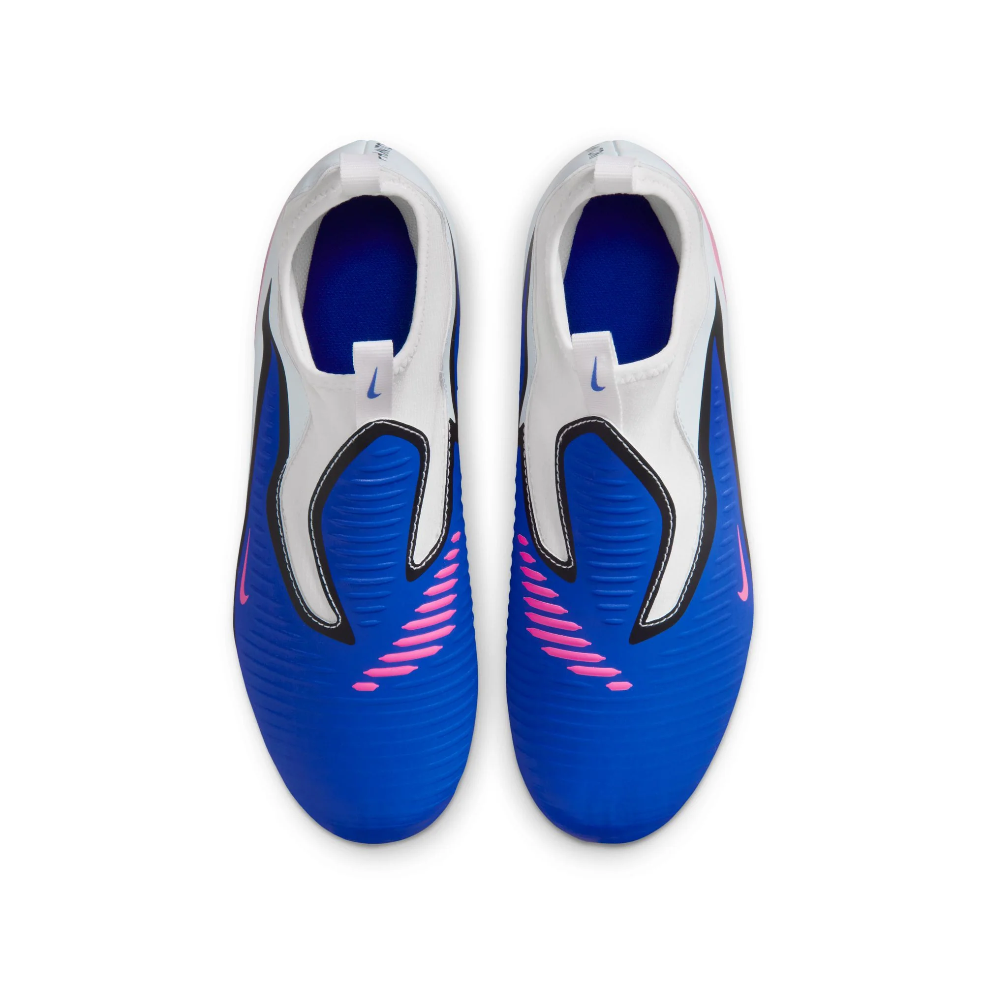 Nike Junior Phantom 6 High Academy FG Firm Ground Soccer Cleats- Racer Blue/Pink Blast/White - Image 3
