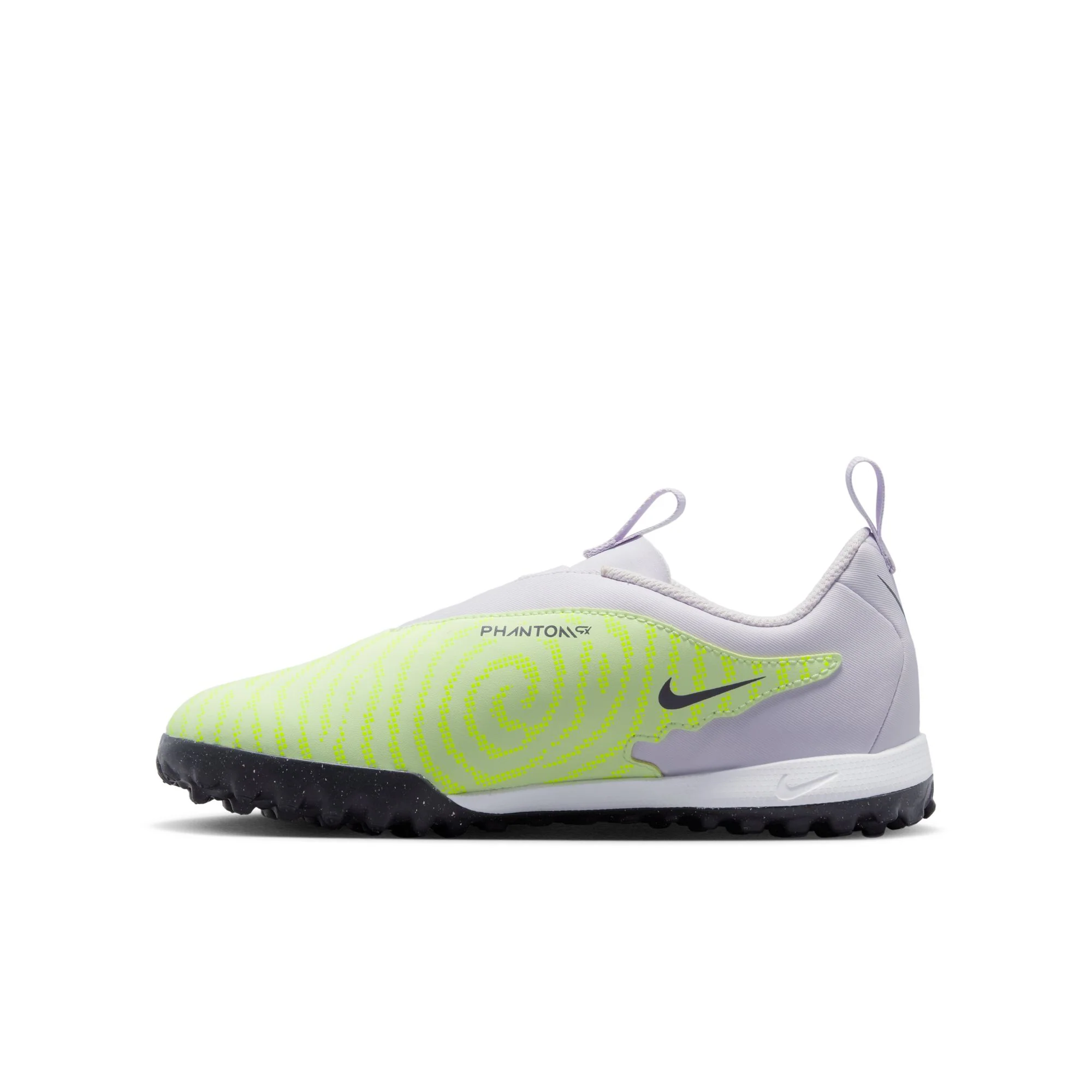 Nike Junior Phantom GX Academy TF Turf Soccer Cleats - Grey/Volt/Grape - Image 2