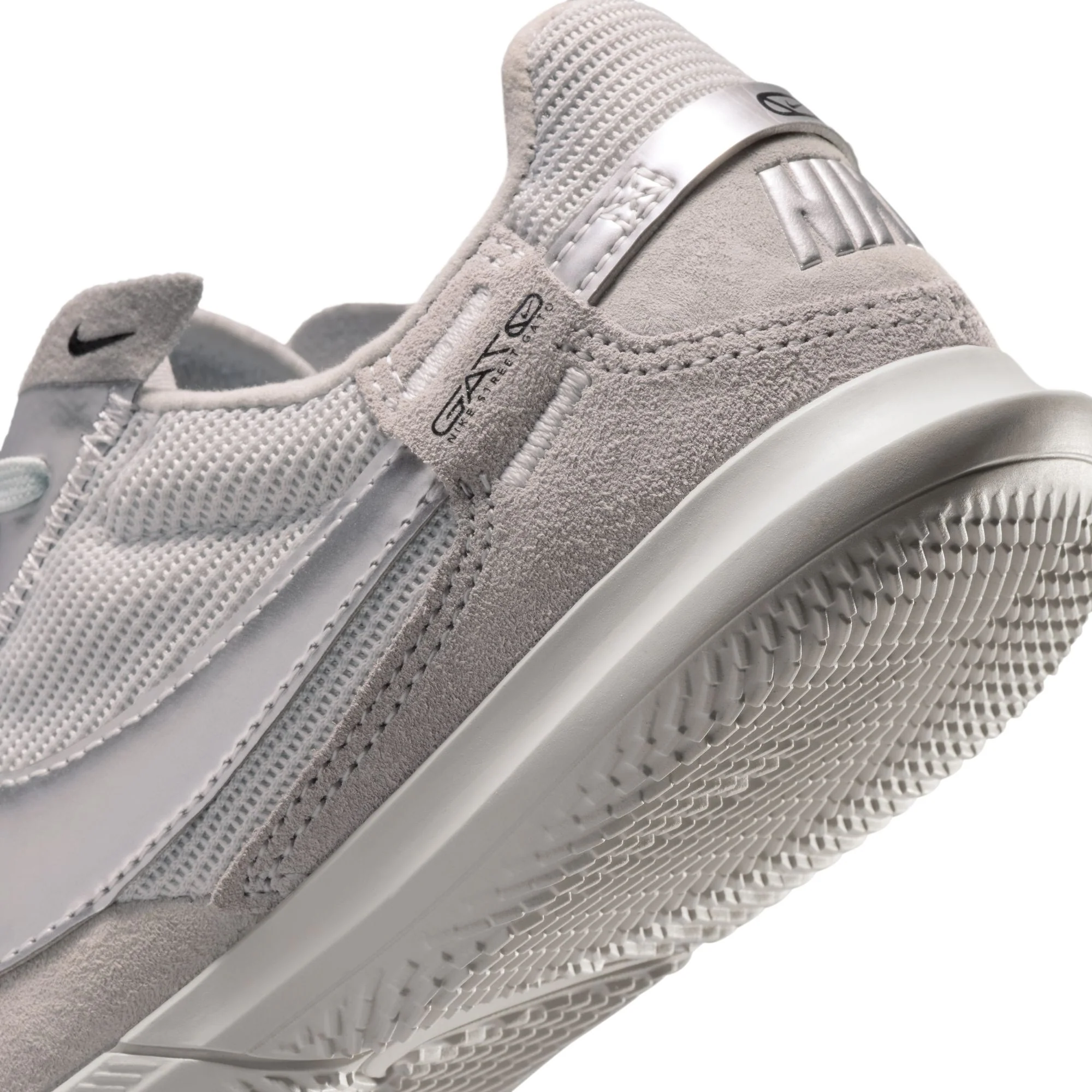 Nike Junior Streetgato Indoor Soccer Shoes- Light Smoke Grey/Metallic Silver - Image 8