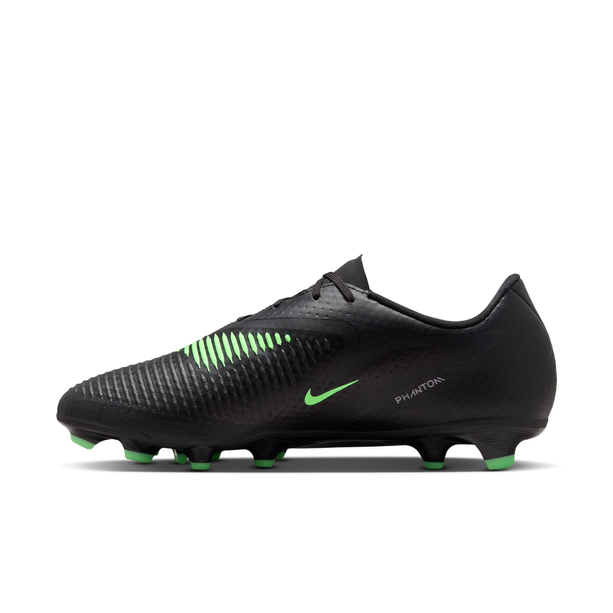 Nike Phantom 6 Low Academy FG Firm Ground Soccer Cleats- Black/Illusion Green/Black - Image 2