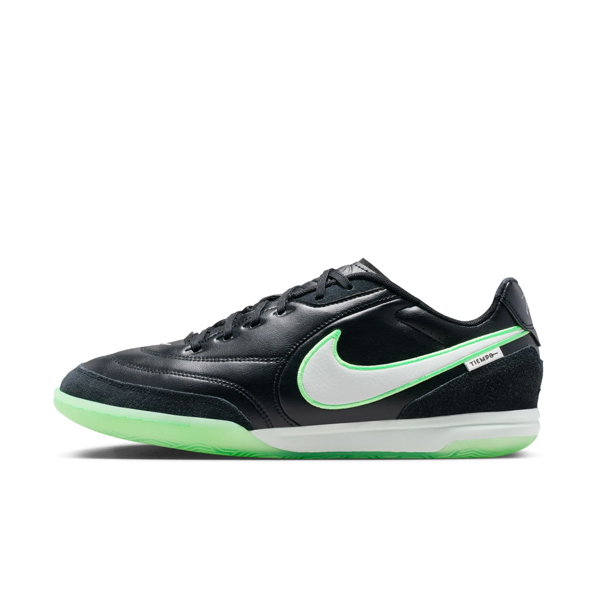 Nike Tiempo Streetgato IN Indoor/Court Low-Top Soccer Shoes- Black/Illusion Green/Black - Image 2