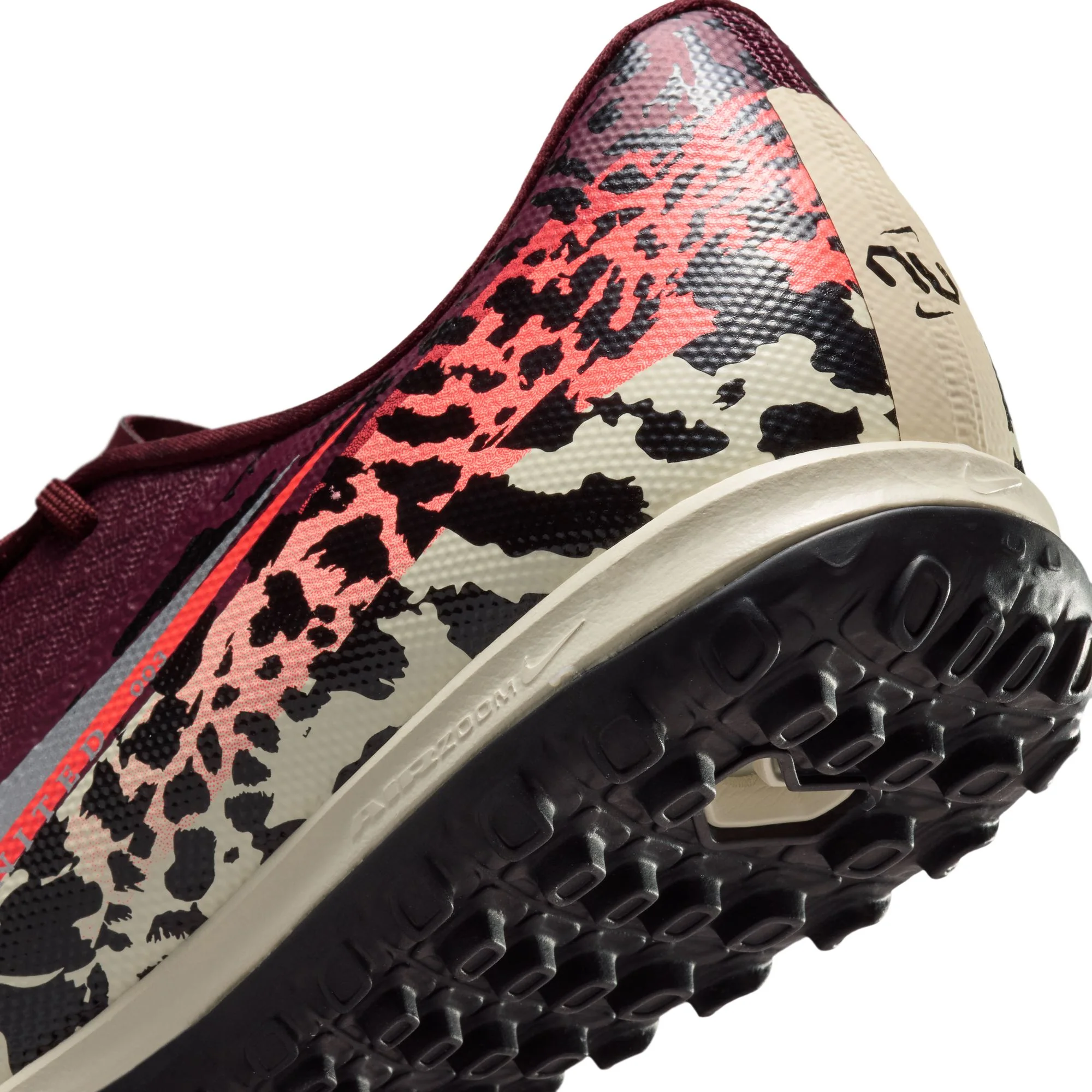 Nike United Air Zoom Mercurial Vapor 16 Academy TF Turf Soccer Shoes-  Burgundy Crush/Metallic Silver - Image 8