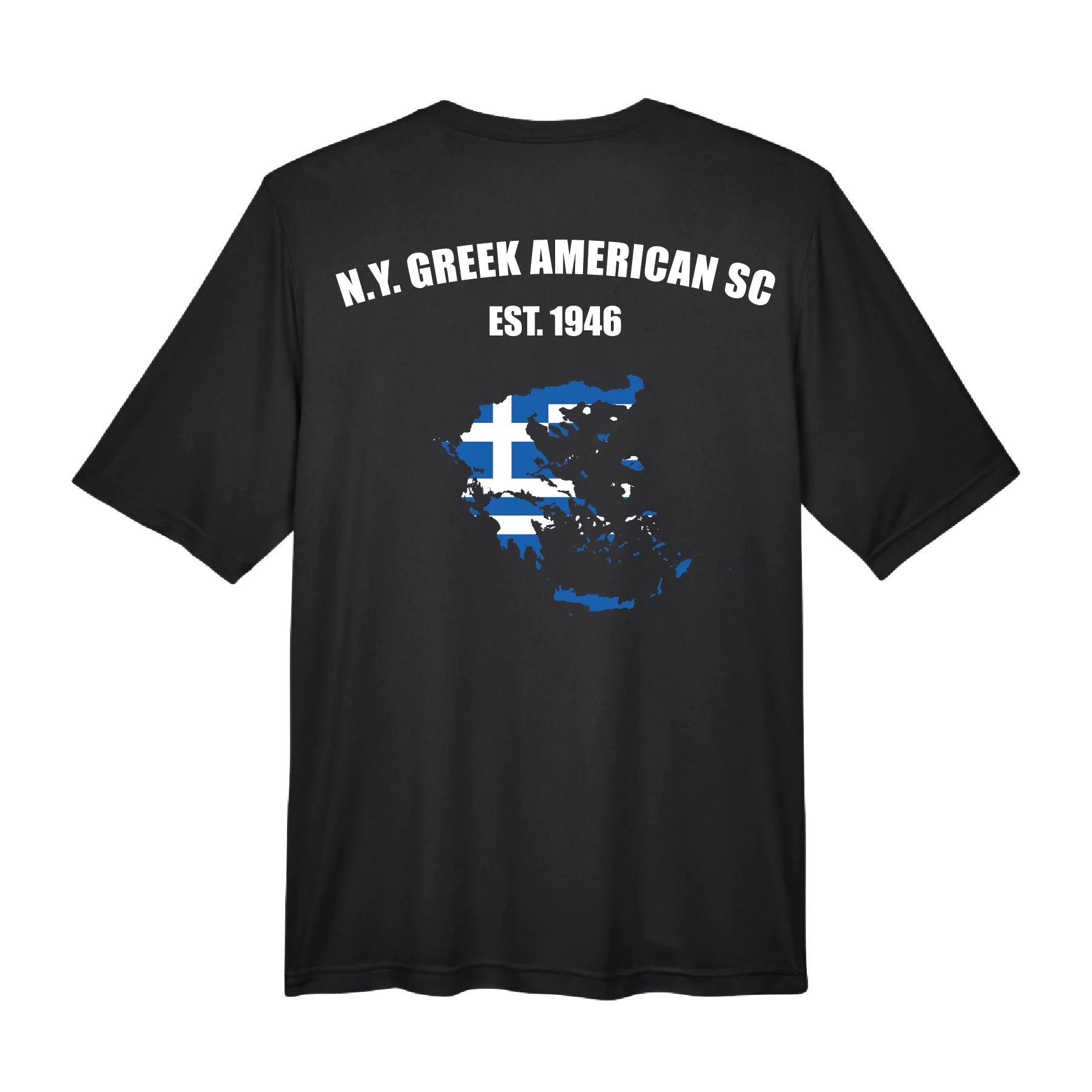 NY Greek American FAN Team365 Poly Tee Black - Image 2