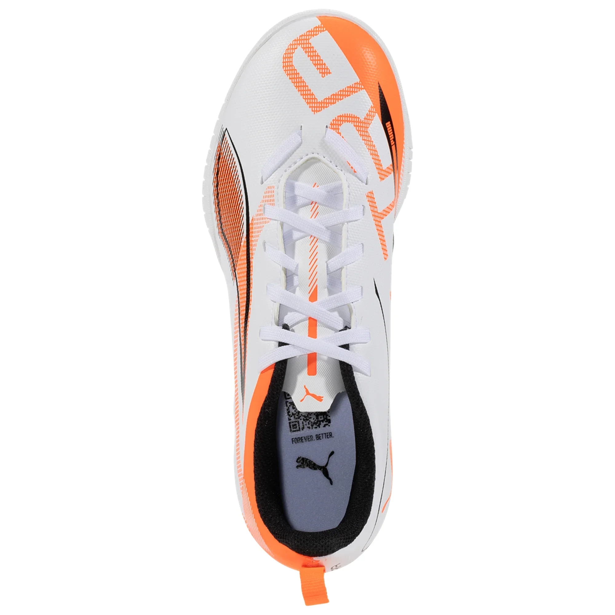 Puma Ultra 5 Play TT Junior Turf Soccer Cleat- White/Black-Glowing Red - Image 4
