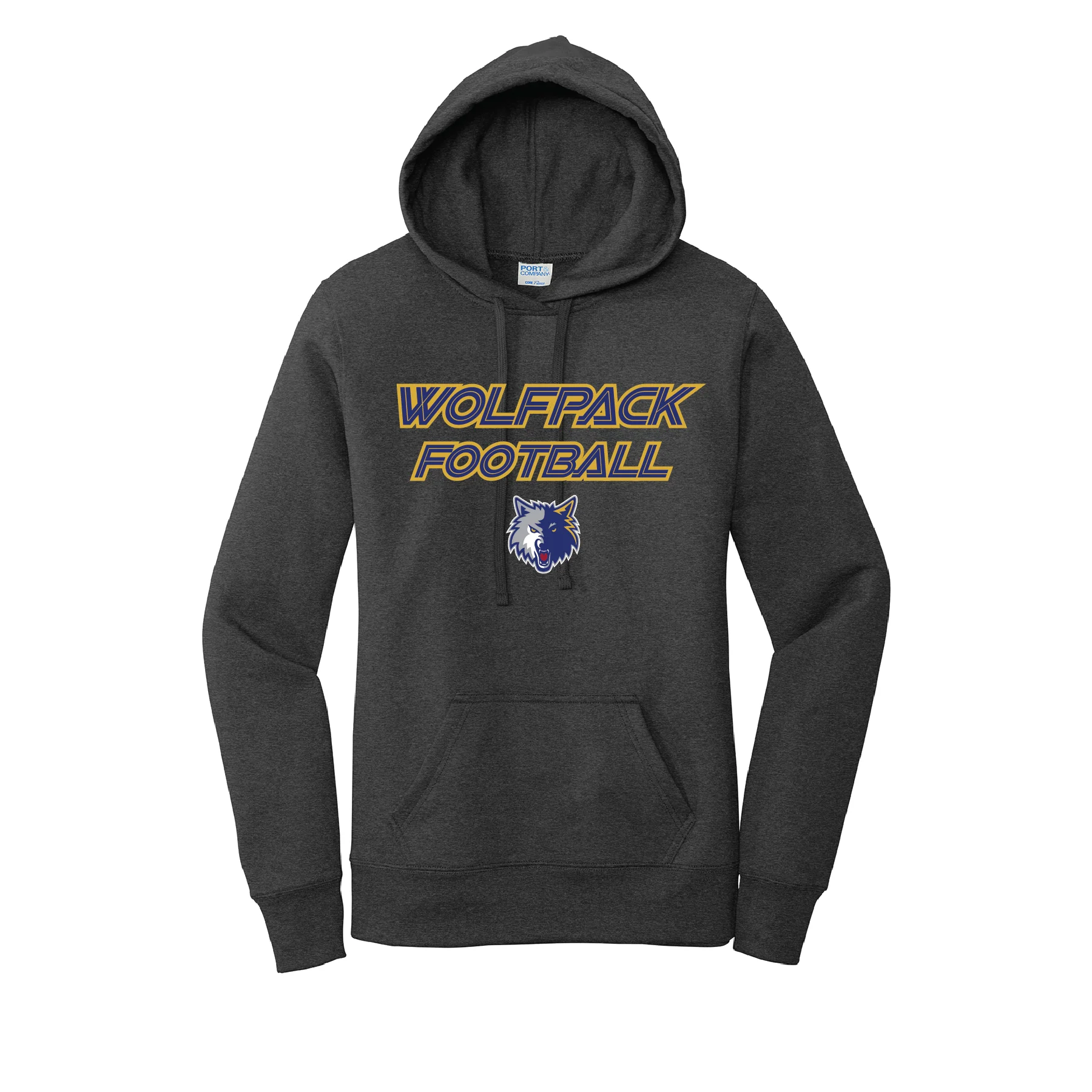 Wolfpack Football FAN Port & Company Ladies Hoodie Dark Grey