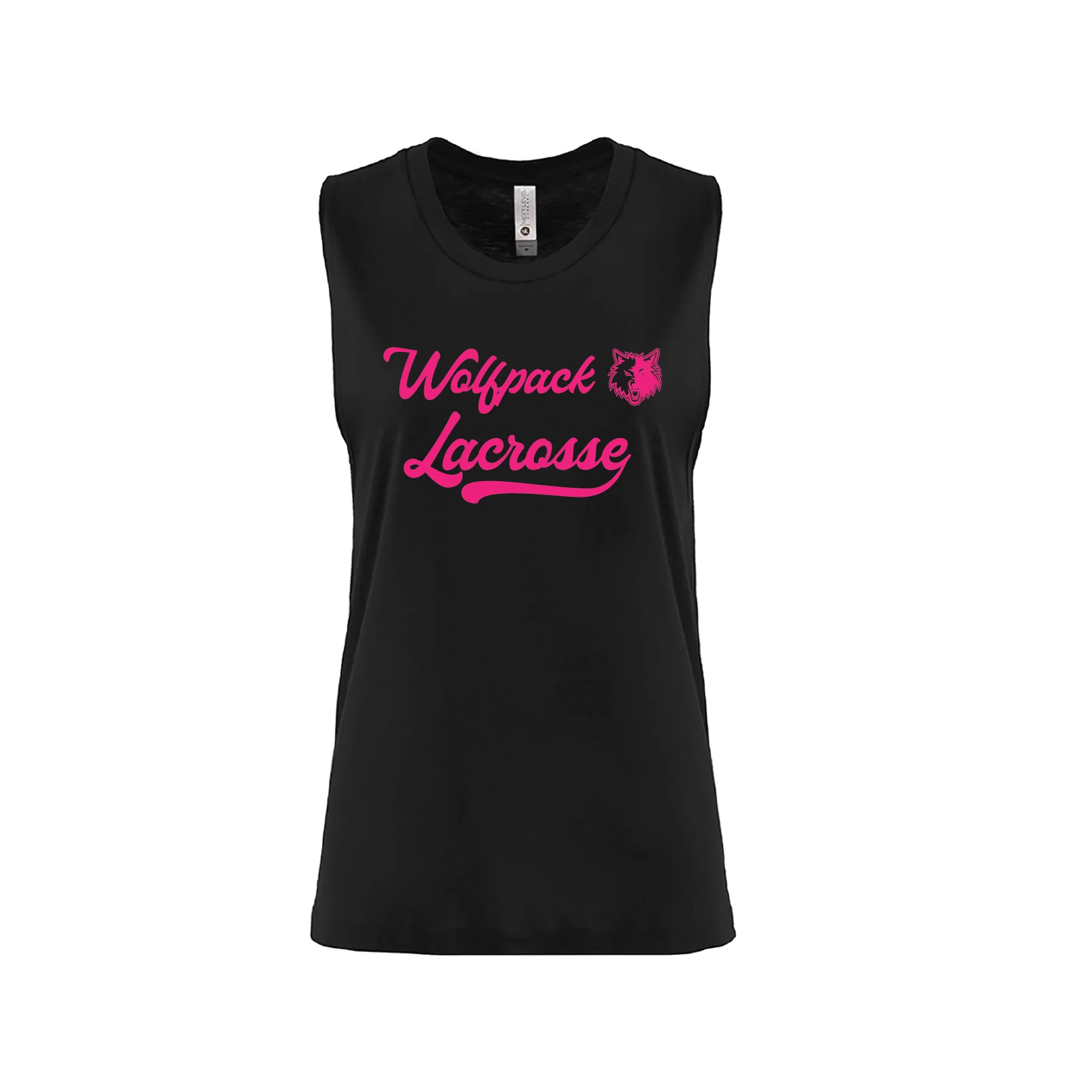 Wolfpack Lacrosse AUTHENTICS Next Level Ladies Muscle Tank Black
